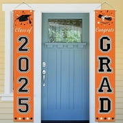 Blue Graduation Decorations 2025, Congrats Grad Porch Banner for Any Schools or Grades 2025 Graduation Party Decorations